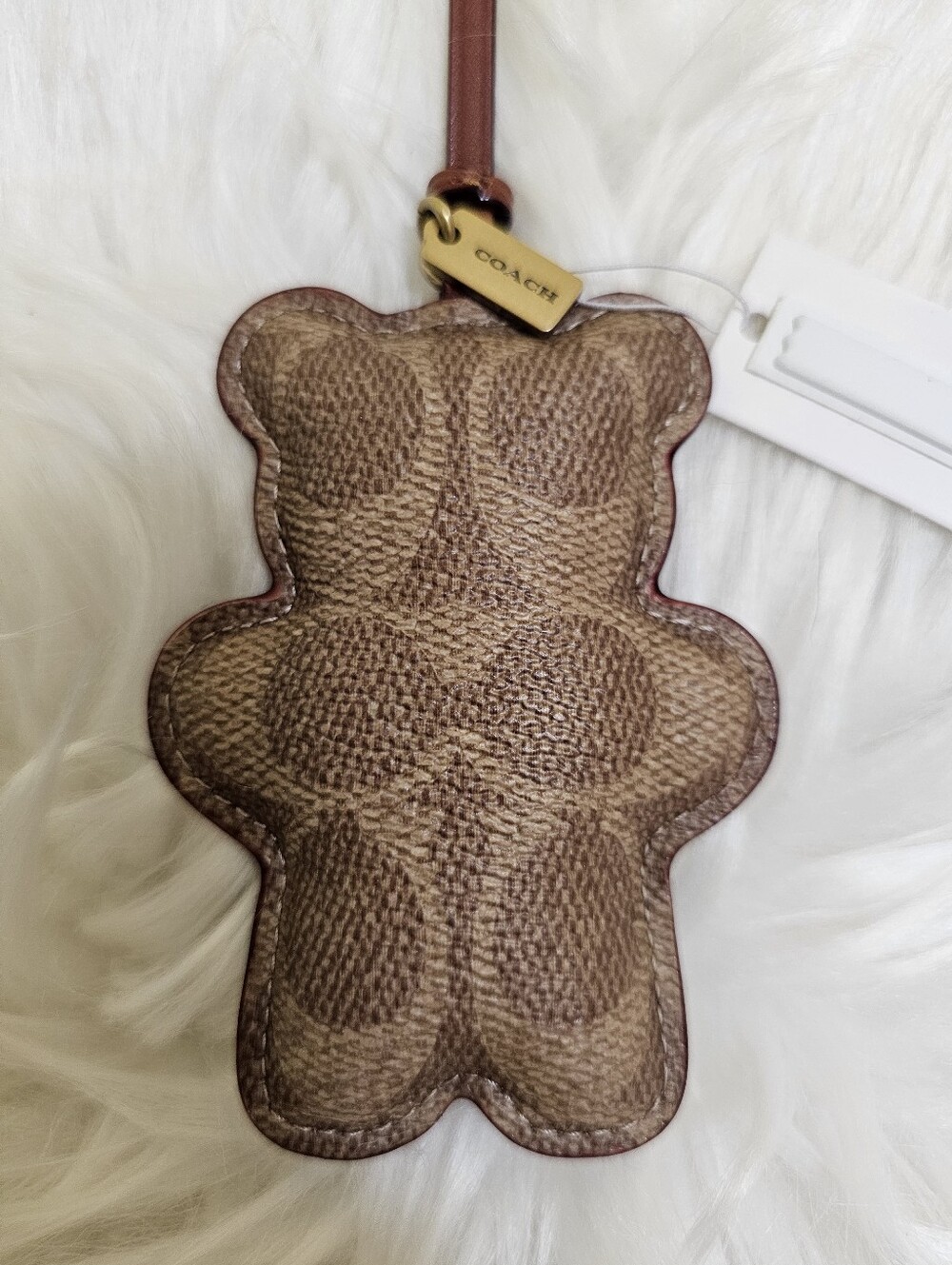 Coach Bear Puffy Bag Charm in Signature Canvas - Picture 3 of 7